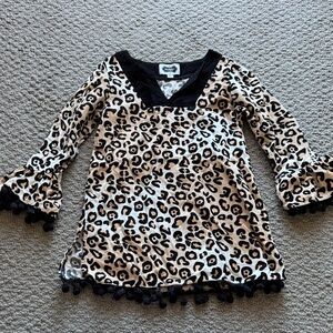 Mud Pie Kids Leopard Print Swim Coverup in Black and Tan